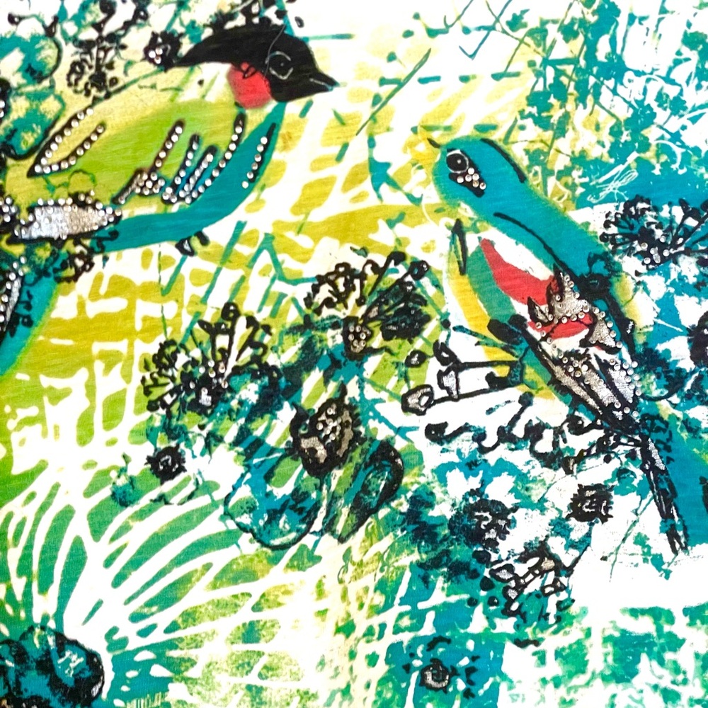 3 for $24 Rhinestone embellished colorful bird tee